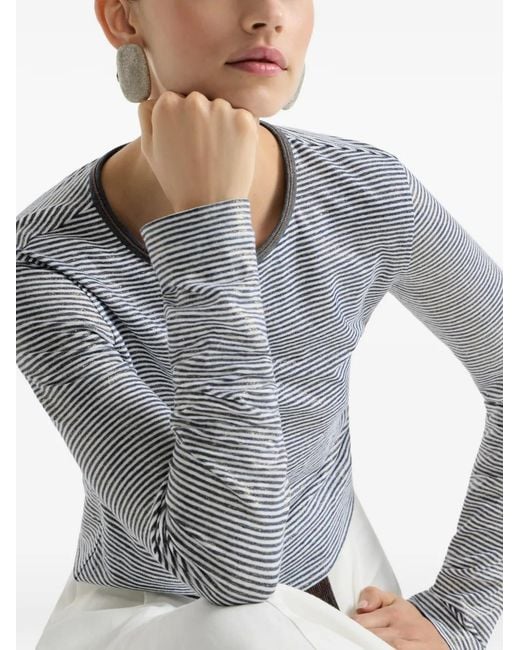 Brunello Cucinelli Gestreepte Top in het Blue