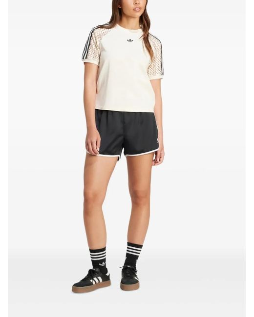 Adidas White Cali 3-Stripe Mesh-Insert T-Shirt