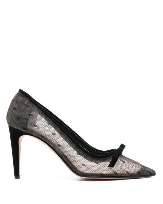 Red(v) Black Pointed-Toe Point D'Esprit Pumps