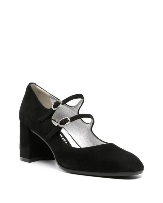 CAREL PARIS Black Alice 60Mm Crystal-Buckle Suede Pumps