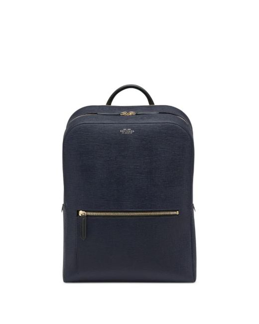 Zaino Panama Con Zip di Smythson in Blue