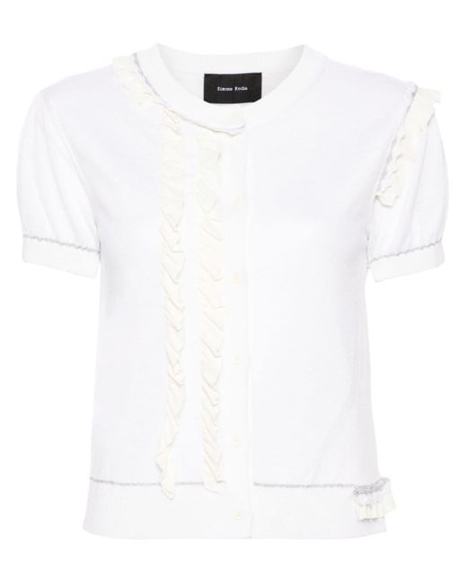 Simone Rocha White Short-sleeved Ruffled Cardigan - Women's - Silk/merino
