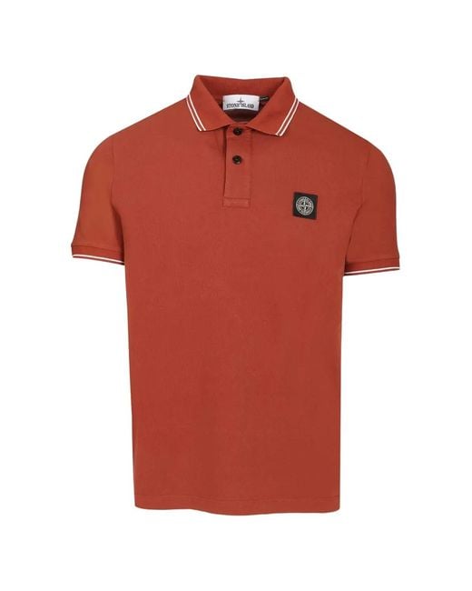 Stone Island Red 2200010 Organic Cotton Piqué With Stretch Polo Shirt for men