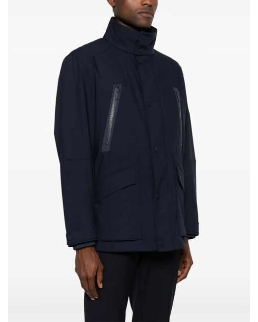 Boss Blue Logo-Patch Padded Jacket for men