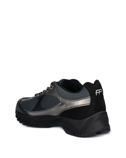 Filling Pieces Black Metallic-Panel Mesh Sneakers
