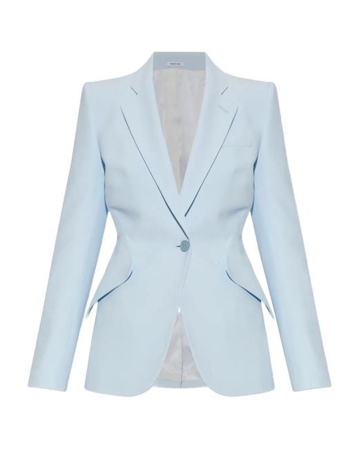 McQueen Blue Button Fitted Jacket