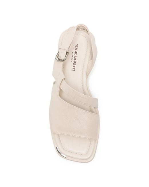 SERGIO MORETTI FIRENZE White Buckle-Fastening Leather Sandals