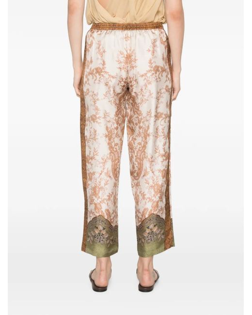 Pierre Louis Mascia White Floral-Print Drawstring-Waist Trousers