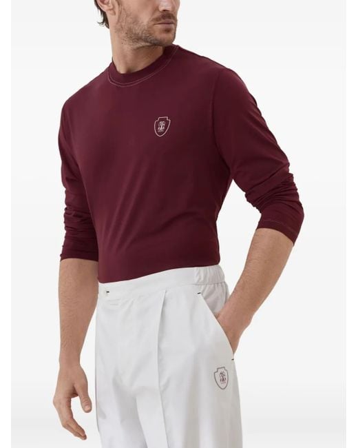 Brunello Cucinelli Logo-Embroidered Long-Sleeve T-Shirt for men