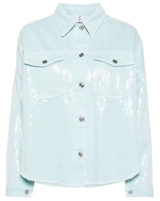 Liu Jo Blue Sequin-embellished Denim Jacket