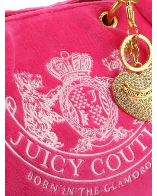 Juicy Couture Pink Daydreamer Crest Velour Tote Bag