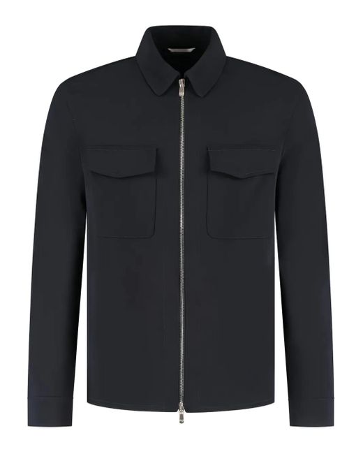 Marco Pescarolo Black Zip-Up Overshirt for men