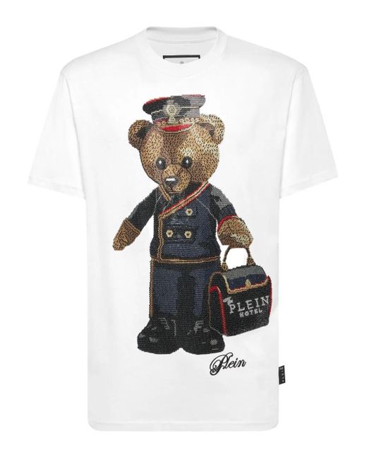 Philipp Plein メンズ ホワイト テディベア Tシャツ