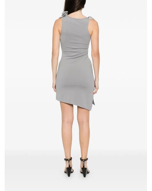 Coperni Gray Bow Detail Cutout Asymmetric Dress