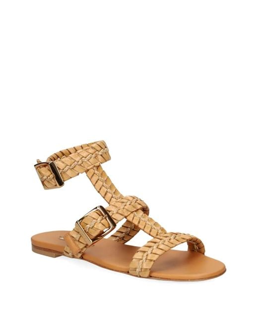 Casadei Brown Open-Toe Braided-Strap Sandals