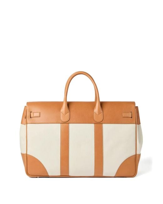 Brunello Cucinelli Natural Leather-Trimmed Canvas Holdall for men