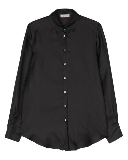 Blanca Vita Black Silk Satin Shirt