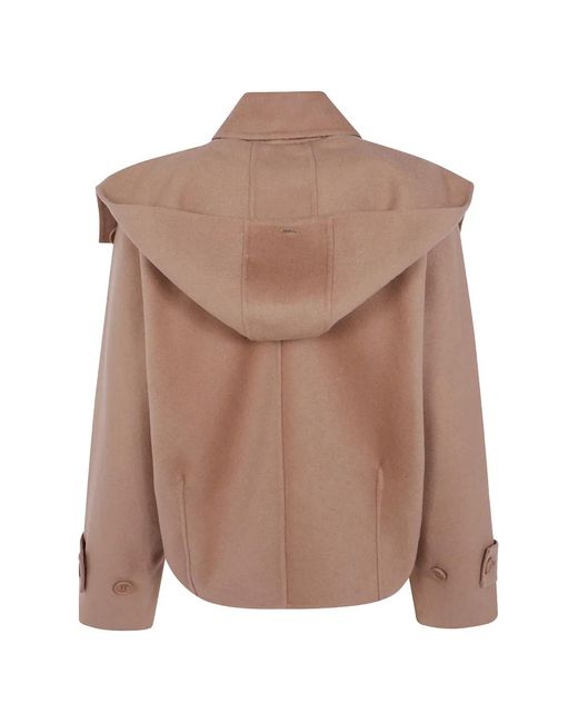 Twinset Brown Hooded Button-Up Jacket