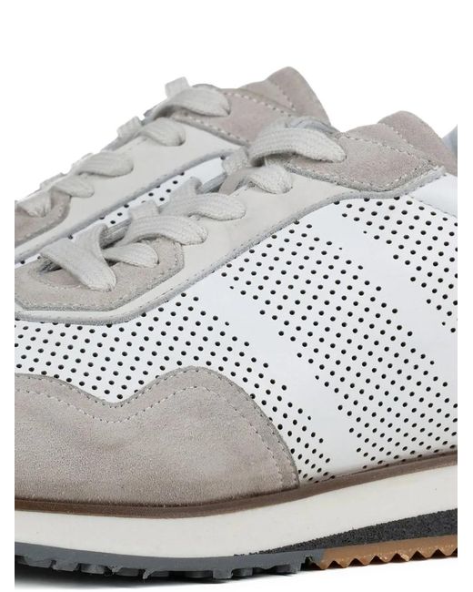 Poche Paris White Perforated Sneakers for men