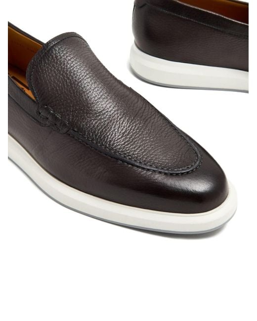 Magnanni Shoes Gray Orion Leather Loafers for men