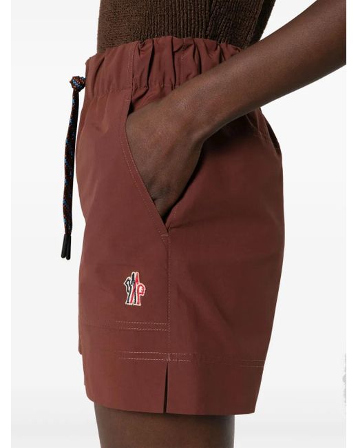 Moncler Red Logo-Patch Froissé Shorts