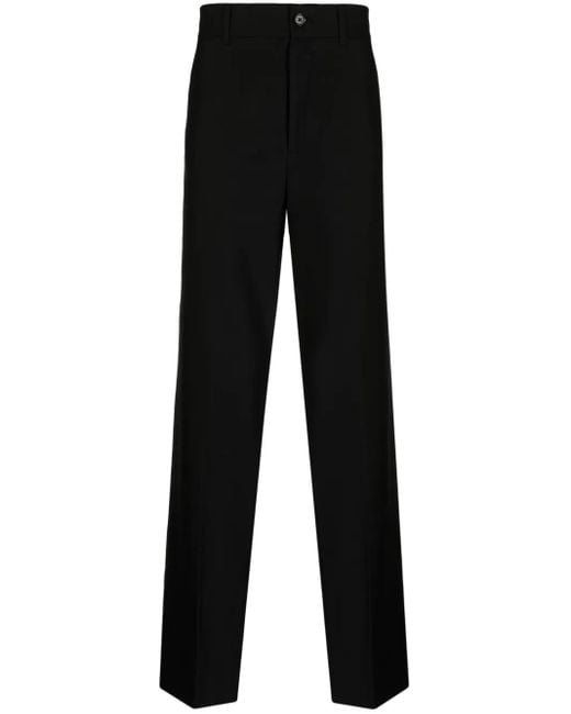 Feng Chen Wang Black Lambs Wool Straight-Leg Trousers for men