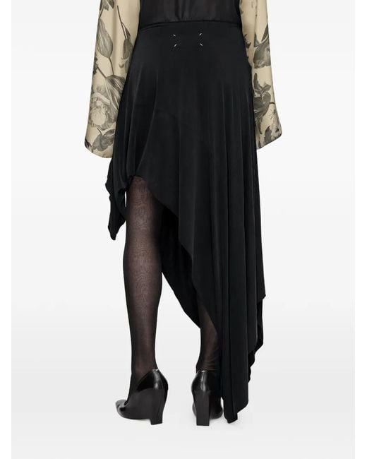 Maison Margiela Black Draped Asymmetric Midi Skirt