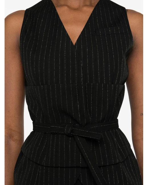 McQueen Black Striped Layered Waistcoat