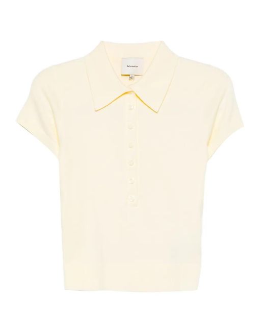 Reformation White Bentley Polo Top