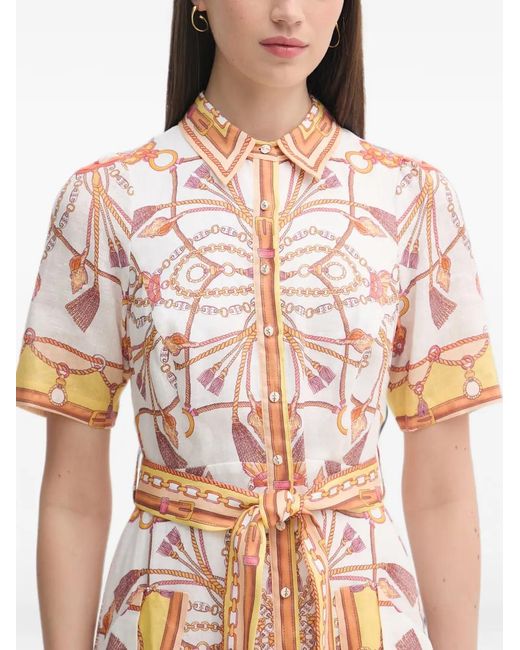 Hale Bob White Aula Belted Chain-Print Mini Dress
