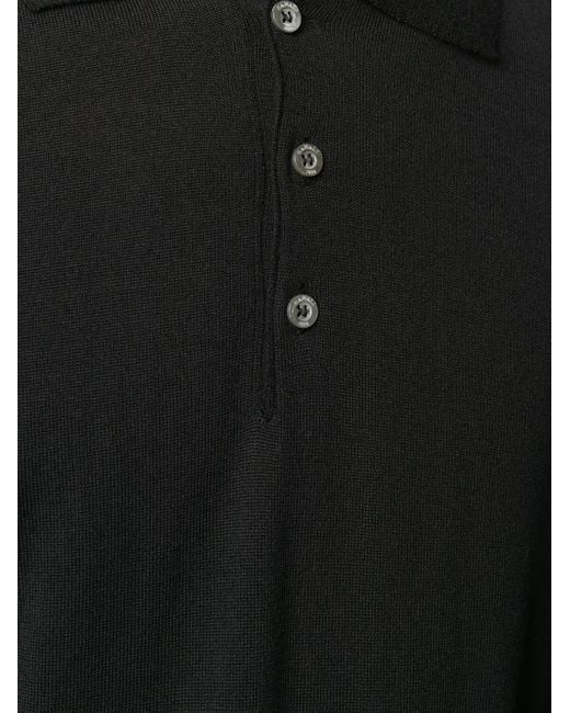 Canali Black Merino-Wool Polo Shirt for men