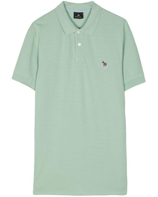 PS by Paul Smith Green Zebra-embroidered Organic Cotton Polo Shirt for men