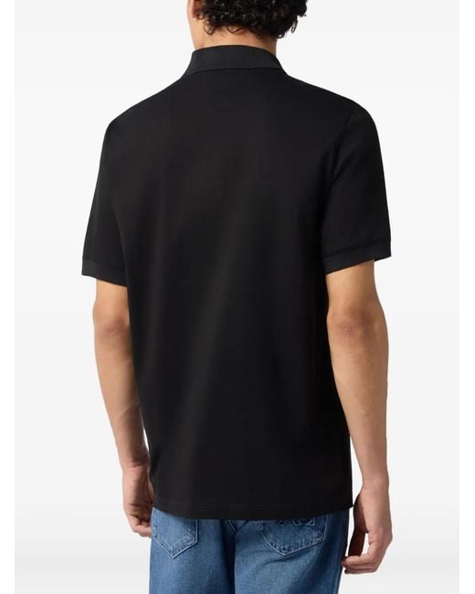 Billionaire Black Logo-Patch Buttoned Polo Shirt for men