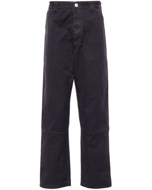 Stone Island Blue Logo-Embroidered Straight-Leg Jeans for men