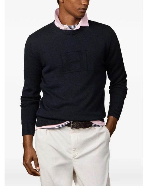 Hackett Blue Heritage-H Crew-Neck Sweater for men