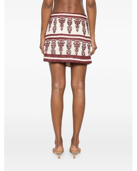 Johanna Ortiz White Roots Pattern Mini Skirt
