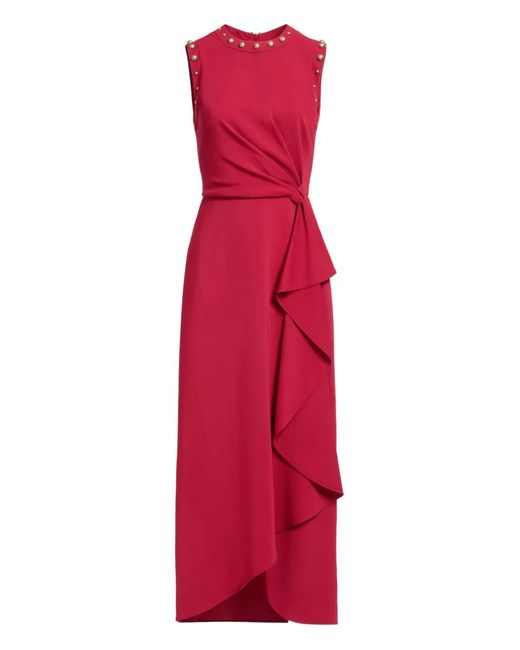 Elie Saab Red Stud-Embellished Midi Dress