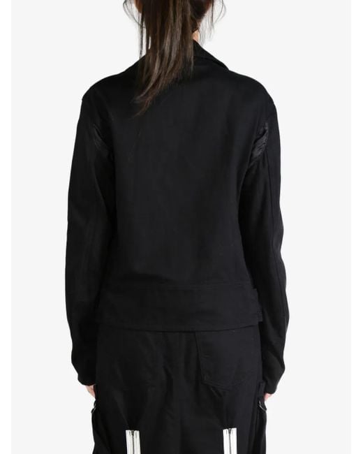 Yohji Yamamoto Black Belt-Detail Cotton Biker Jacket