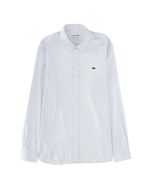 Lacoste White Striped Button Shirt for men