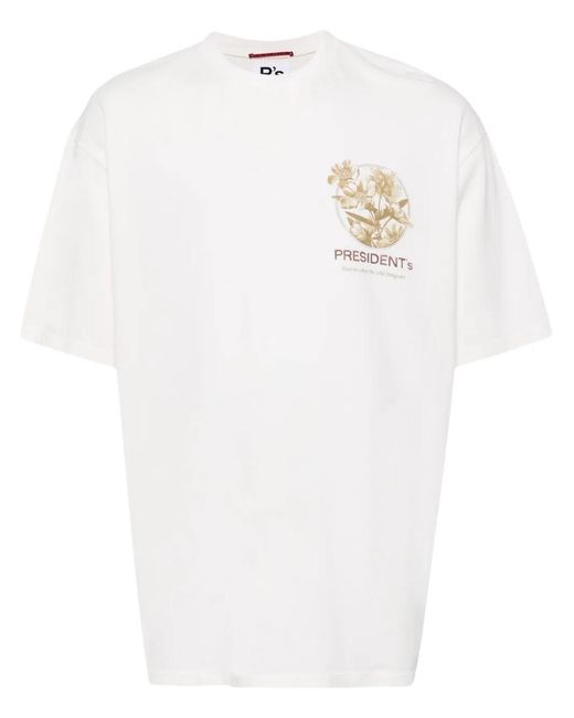 President's White Floral-Print Cotton T-Shirt for men