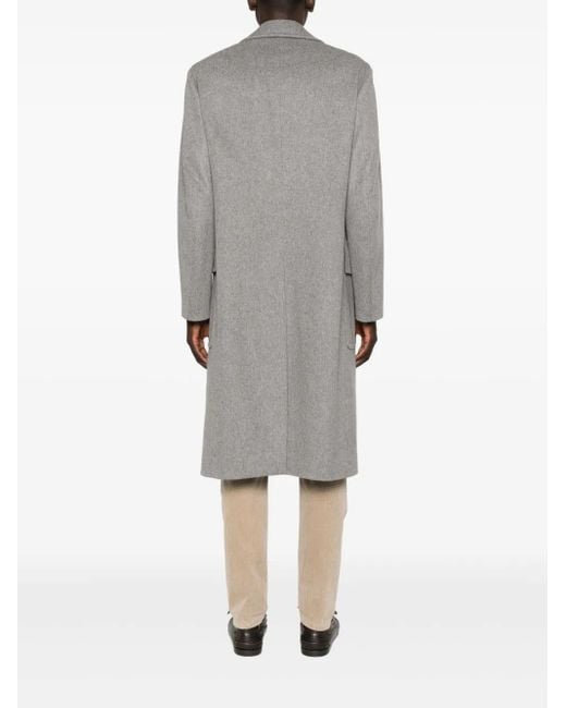Lardini Gray Double-Breasted Wool Coat for men