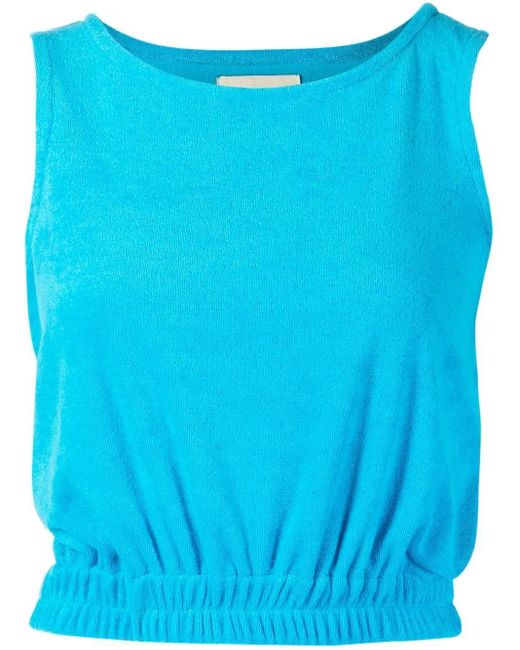 Bambah Blue Sleeveless Towelling-Effect Top