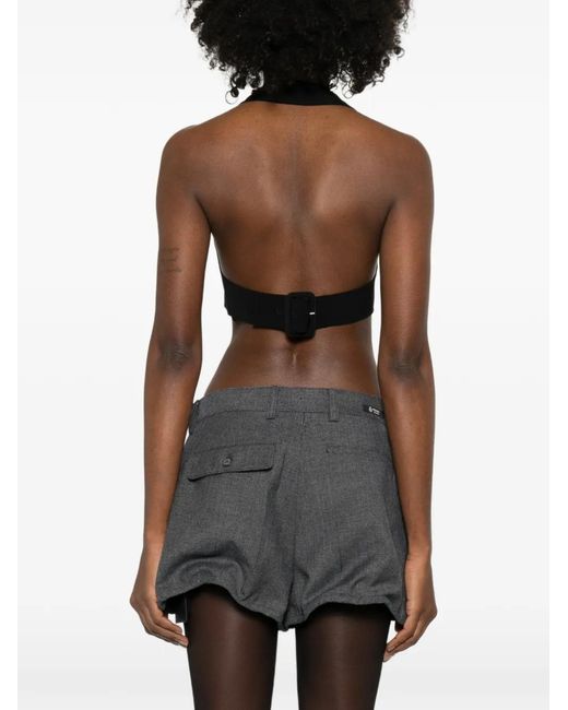 Courreges Black Buckle-Detail Crop Top