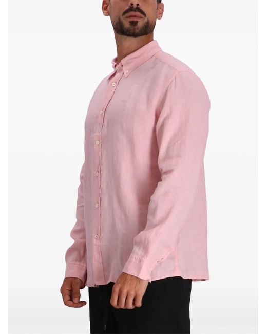 Boss Pink Logo-Embroidered Shirt for men