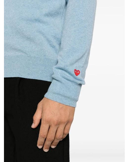 COMME DES GARÇONS PLAY Blue V-Neck Buttoned Cardigan for men