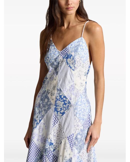 Polo Ralph Lauren Blue Patchwork V-neck Dress