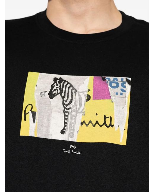 Paul Smith Black Zebra-Print T-Shirt for men