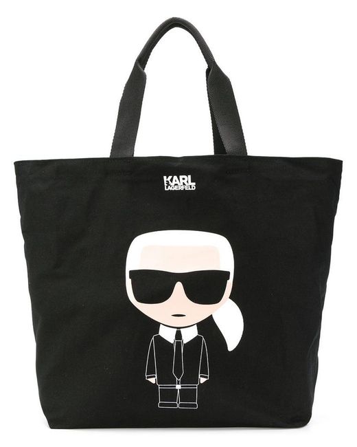 Karl Lagerfeld Black K/ikonik Karl Tote Bag W/leather