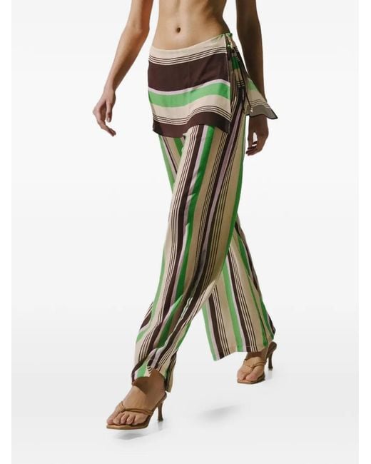 Baobab Green Renata Overlay-Skirt Wide-Leg Trousers