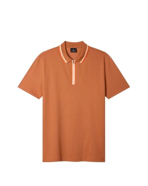 Paul Smith Orange Striped-Collar Cotton Polo Shirt for men